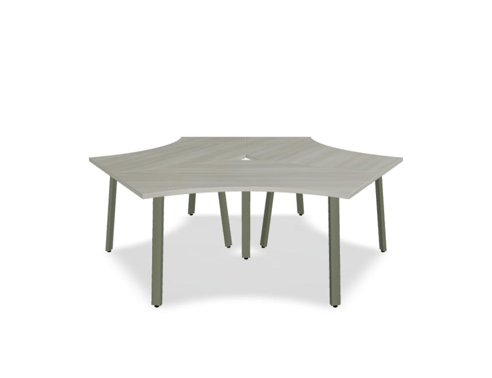 three-station desk -  OGI A - bench for 3 users 120°; tabletop 25 mm