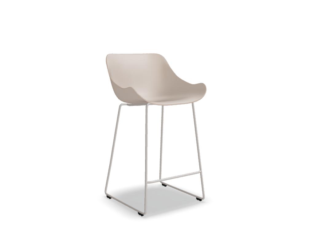 high stool -  BALTIC BASIC - low stool - polypropylene seat; base - cantilever, powder coated steel, legs with glides