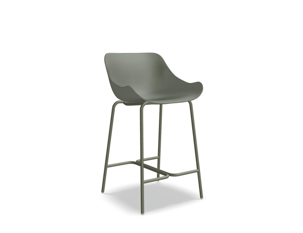 Barhocker -  BALTIC BASIC - niedriger Hocker - Sitz aus Polypropylen;  4-Fuß, Metall, pulverbeschichtet; Füße mit Gleitern