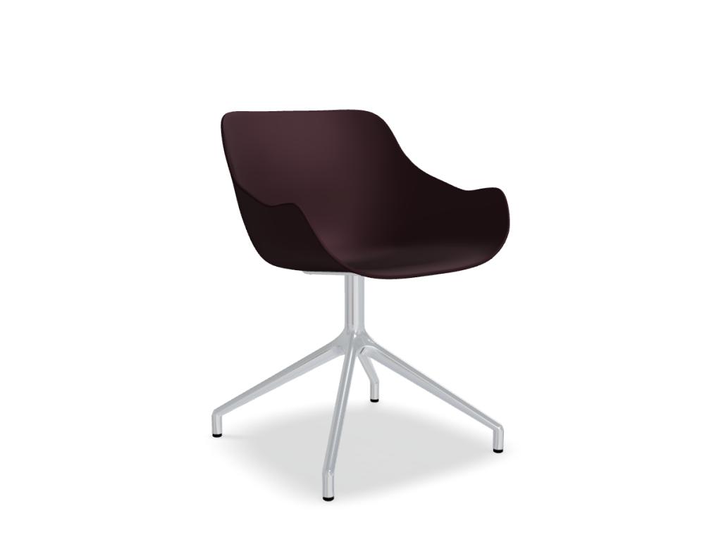 Stuhl mit poliertem Aluminiumgestell -  BALTIC BASIC - Sitz aus Polypropylen,  4-Sternfuß, Aluminium poliert; Füßchen aus Polypropylen; Drehsitz - 360°