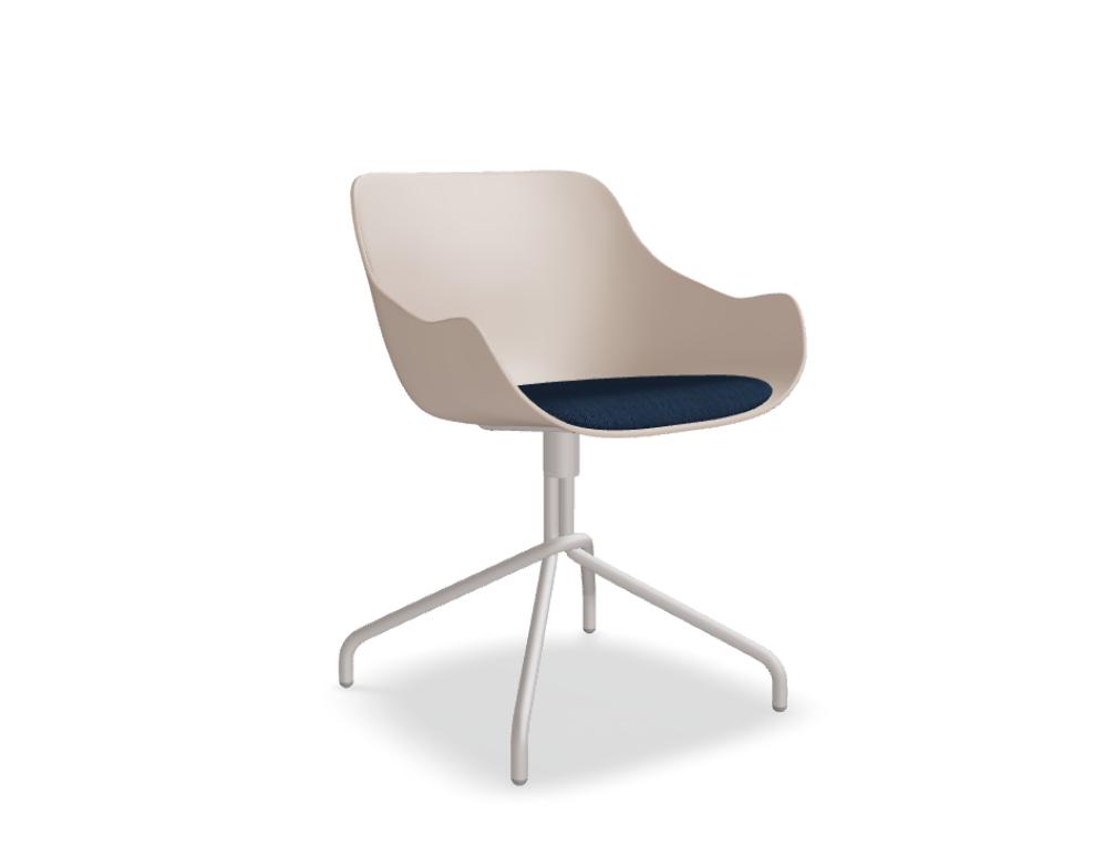 Stuhl Drehbasis -  BALTIC REMIX - Sitz aus Polypropylen mit Kissen, Basis - 4-Sternfuß, Metall, pulverbeschichtet; Gleiter aus Polypropylen, Drehsitz -   360°