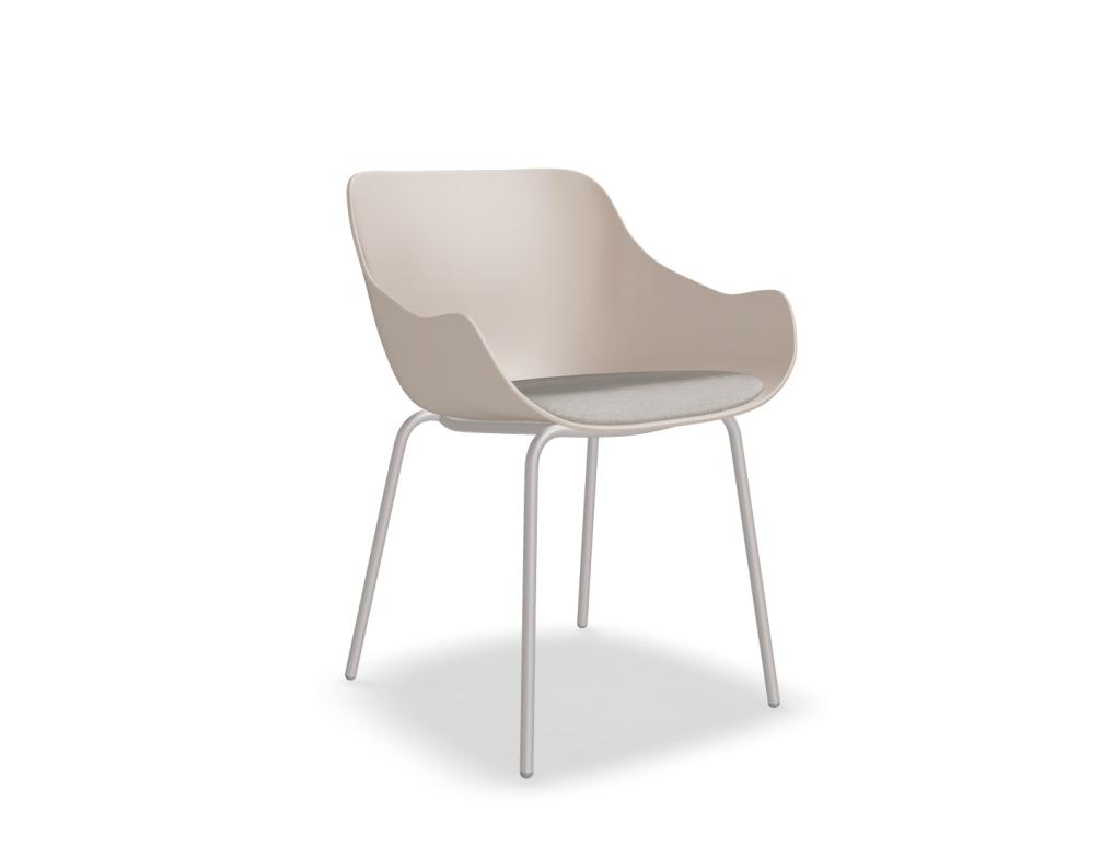 silla con base de cuatro patas -  BALTIC REMIX - silla: asiento de polipropileno con cojín; base de 4 patas: acero lacado, pies de polipropileno