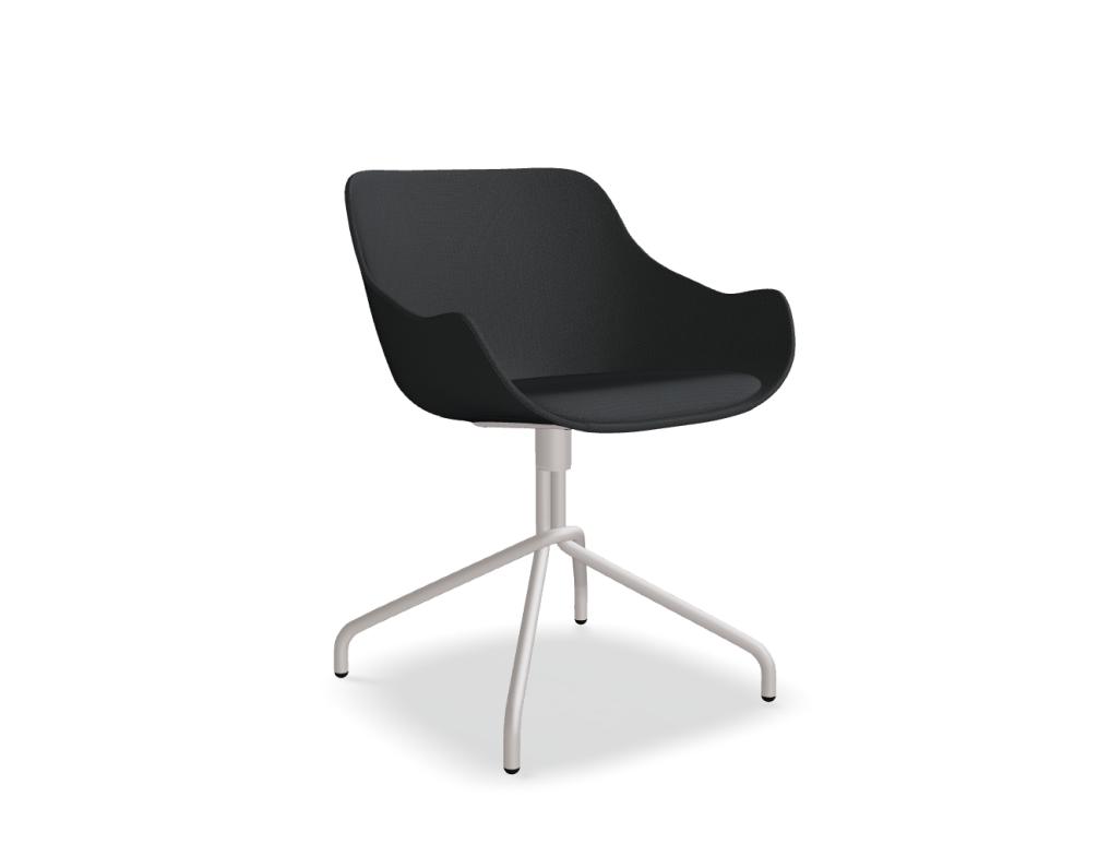 chair swivel base -  BALTIC CLASSIC - upholstered seat with cushion - base - 4-spoke, powder coated steel, polypropylene feet, swivel seat - 360°