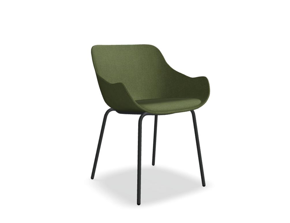 chaise 4 pieds -  BALTIC CLASSIC - assise tapissée avec coussin, base - 4-pieds métal finition peinture poudre époxy, patins polypropylène
