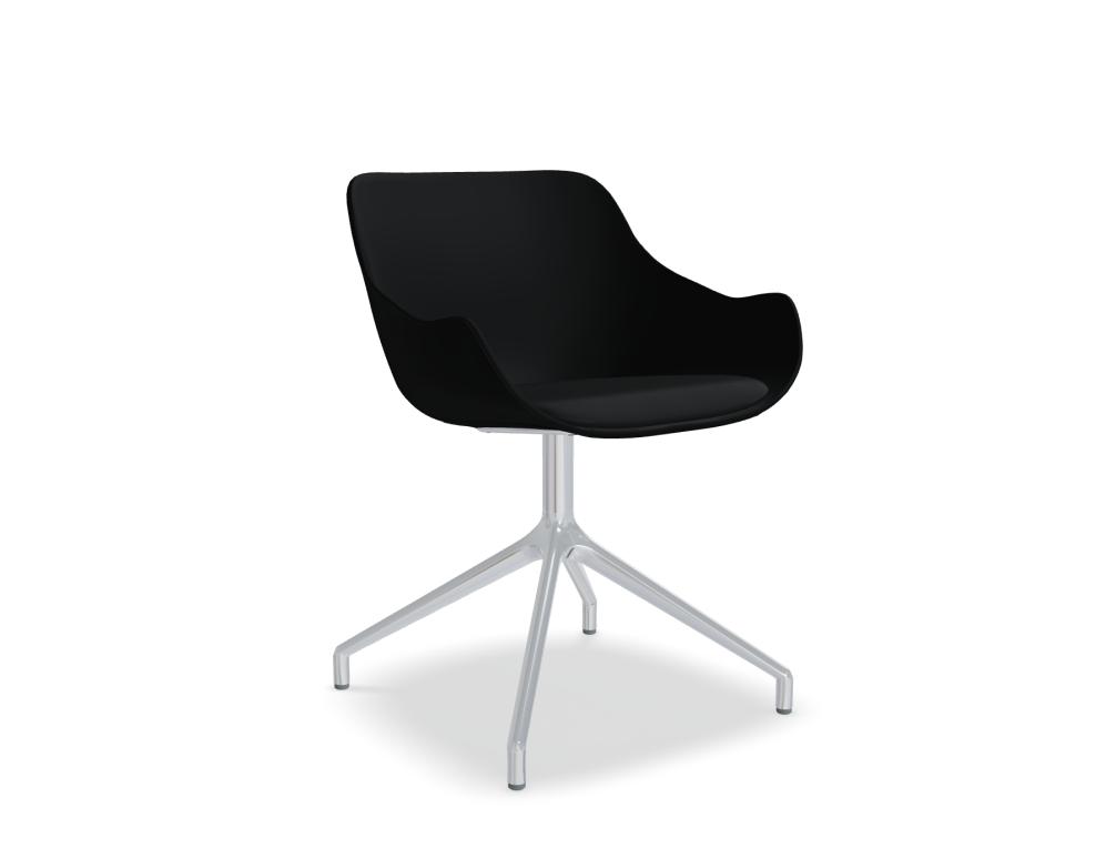 chaise base aluminium poli -   BALTIC CLASSIC - assise tapissée mit coussin; pied - 4 pieds étoile aluminium poli; patins en polypropylène; siège  pivotant - 360°