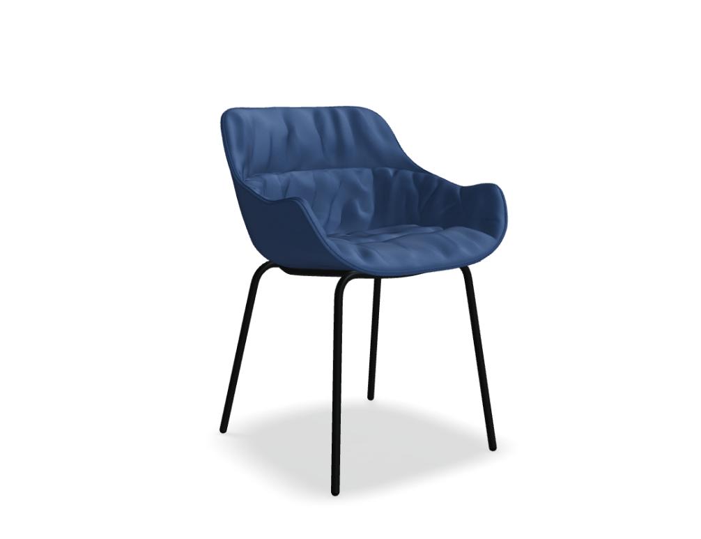 chair 4-legged base -  BALTIC SOFT DUO - upholstered seat, draped cushion - base - 4-legged, powder coated steel, polypropylene feet