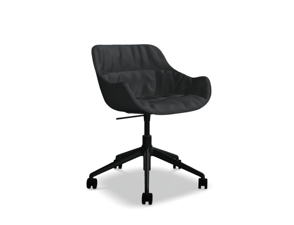 chaise réglable en hauteur -   BALTIC SOFT DUO - assise tapissée, coussin drapé, pied - 5-branches en aluminium - réglage en hauteur manuel; siège pivotant - 360°