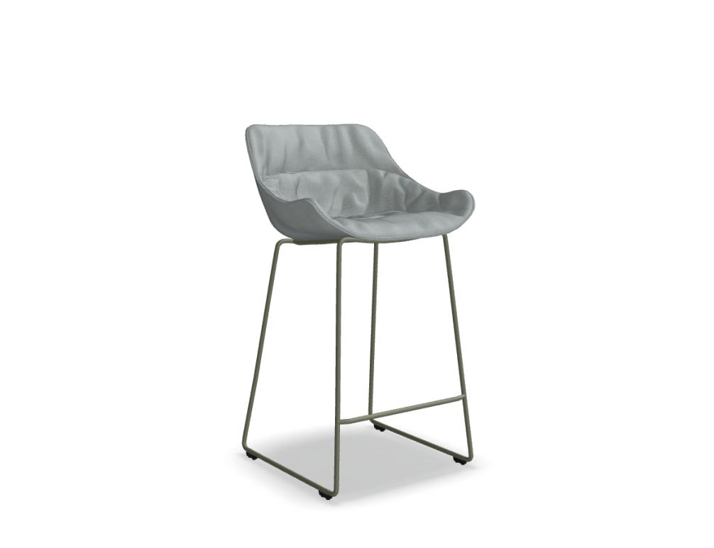 taburete alto -  BALTIC SOFT DUO - taburete bajo - silla: asiento tapizado + asiento acolchado;  base - trineo, acero lacado en polvo, pies acolchad