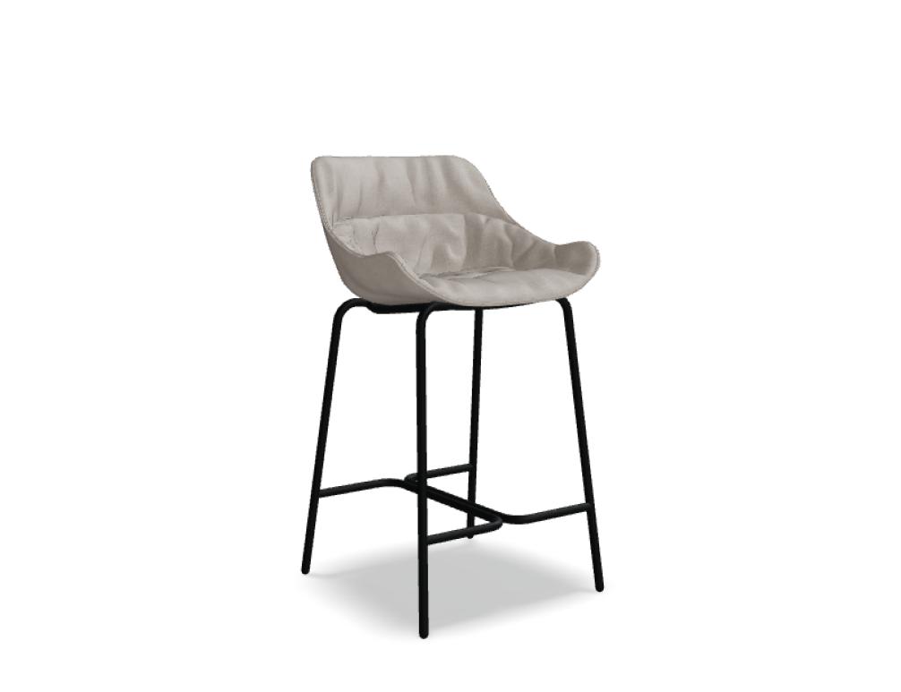 high stool -  BALTIC SOFT DUO - low stool - upholstered seat;  base - 4-legged, powder coated steel, legs with glides