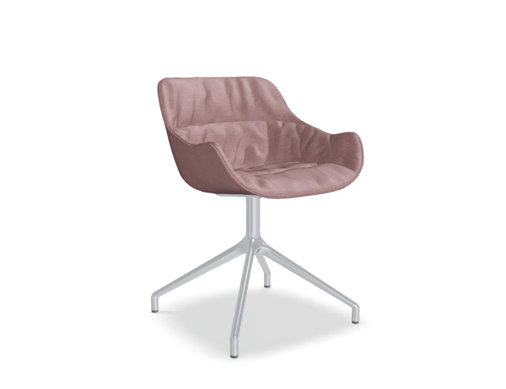 silla con base de aluminio pulido -  BALTIC SOFT DUO - silla: asiento tapizado + asiento acolchado; base - estrella 4 puntas, aluminio pulido; patas polipropileno, asien to gira torio - 360 °