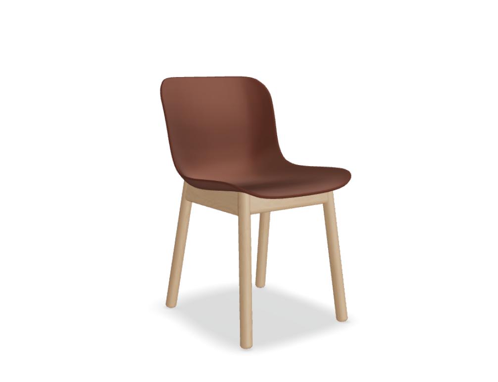 chair wooden base -  BALTIC 2 BASIC - polypropylene seat - base - wooden 4-legged