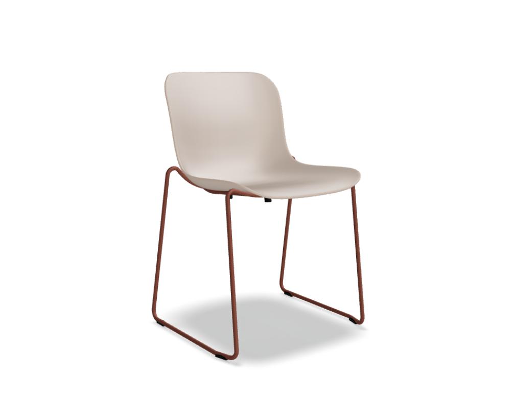 chaise structure traîneau -  BALTIC 2 BASIC - assise polypropylène; pied - luge - tube métal finition peinture poudre époxy, patins en polypropylene