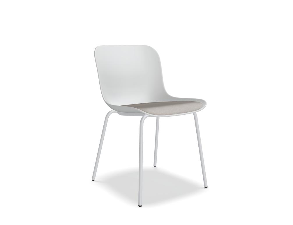 chair 4-legged base -  BALTIC 2 REMIX - polypropylene seat with cushion - base - 4-legged, powder coated steel, polypropylene