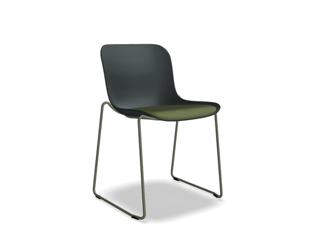 krzesło podstawa płoza -  BALTIC 2 REMIX - siedzisko tworzywowe z poduszką; podstawa - płoza - metal malowany proszkowo, stopki tworzywowe