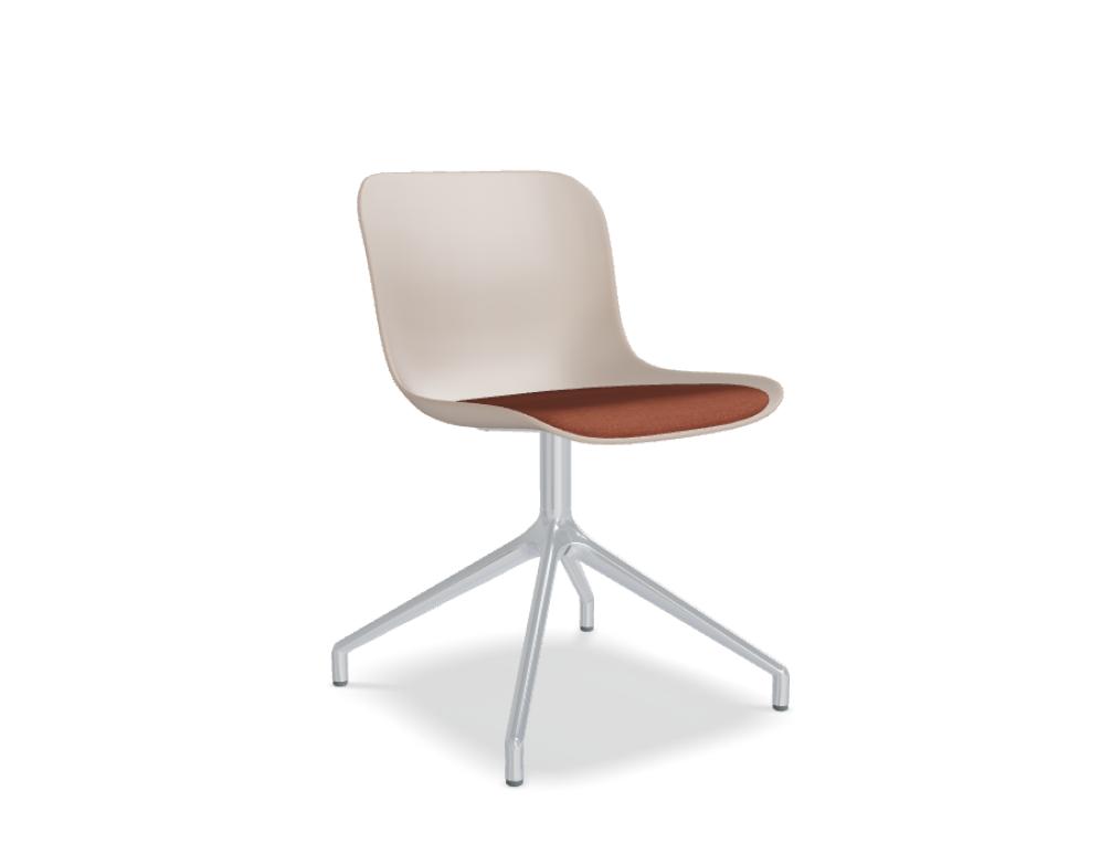 Stuhl mit poliertem Aluminiumgestell -  BALTIC 2 REMIX - Sitz aus Polypropylen mit Kissen; 4-Sternfuß, Aluminium poliert; Füßchen aus Polypropylen; Drehsitz - 360°