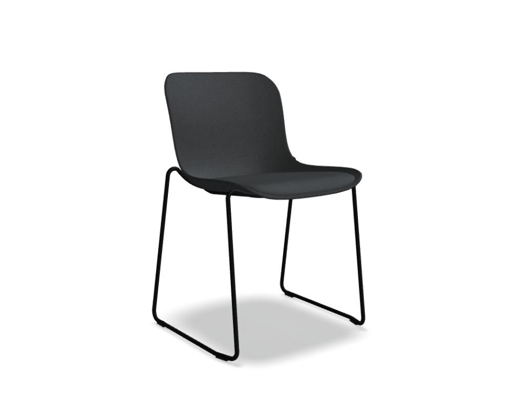 krzesło podstawa płoza -  BALTIC 2 CLASSIC - siedzisko tapicerowane z poduszką; podstawa - płoza - metal malowany proszkowo, stopki tworzywowe