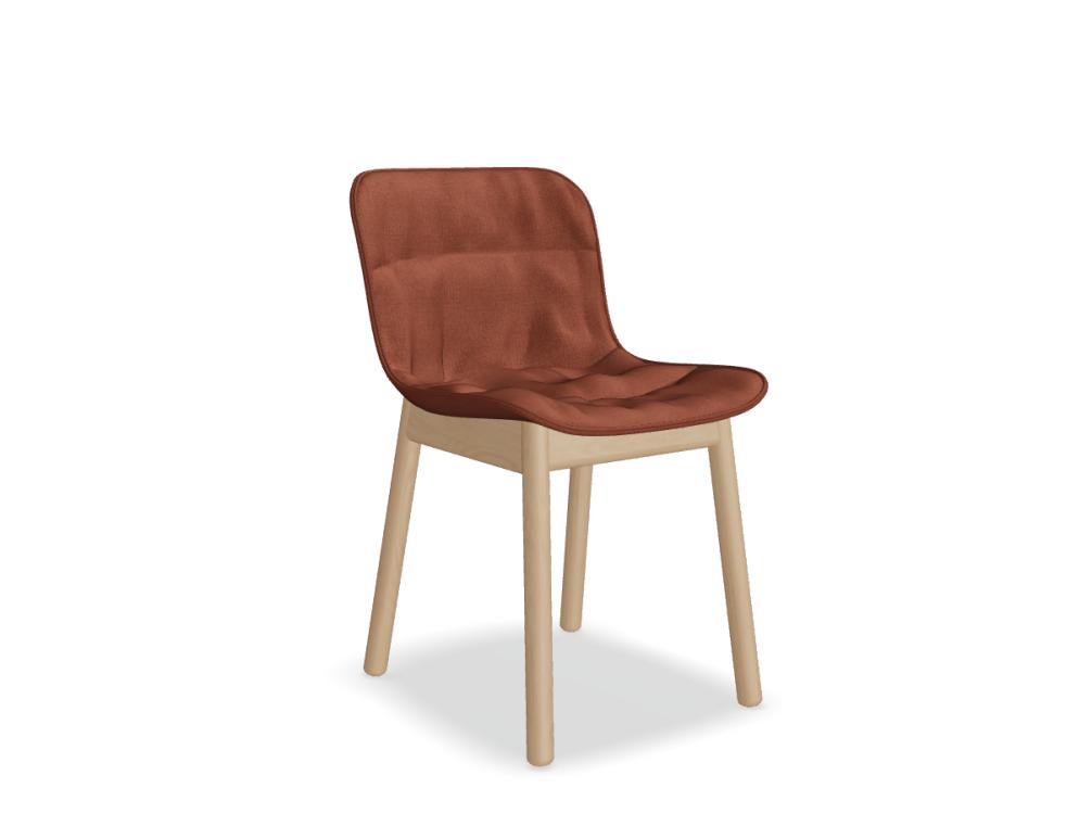 Stuhl mit holzbasis -  BALTIC 2 SOFT DUO - Polstersitz, gefälteltes Kissen, Basis - 4-Fuß, aus Holz