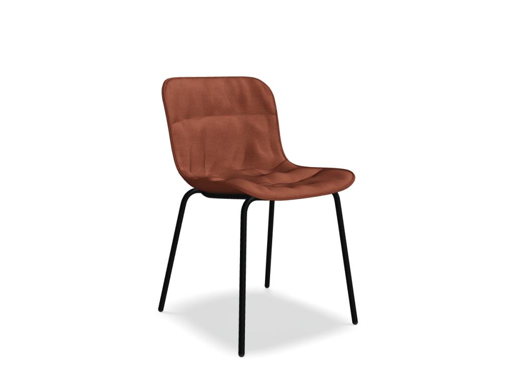 chair 4-legged base -  BALTIC 2 SOFT DUO - upholstered seat, draped cushion - base - 4-legged, powder coated steel, polypropylene feet