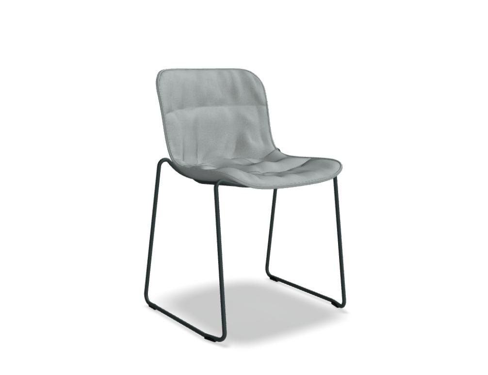 chaise structure traîneau -  BALTIC 2 SOFT DUO - assise tapissée, coussin drapé; pied - luge - tube métal finition peinture poudre époxy, patins en polypropylene