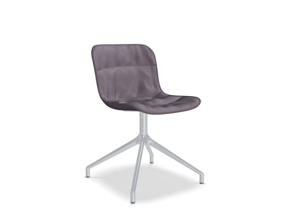Stuhl mit poliertem Aluminiumgestell -  BALTIC 2 SOFT DUO -Polstersitz, gefälteltes Kissen; 4-Sternfuß, Aluminium poliert; Füßchen aus Polypropylen; Drehsitz - 360°
