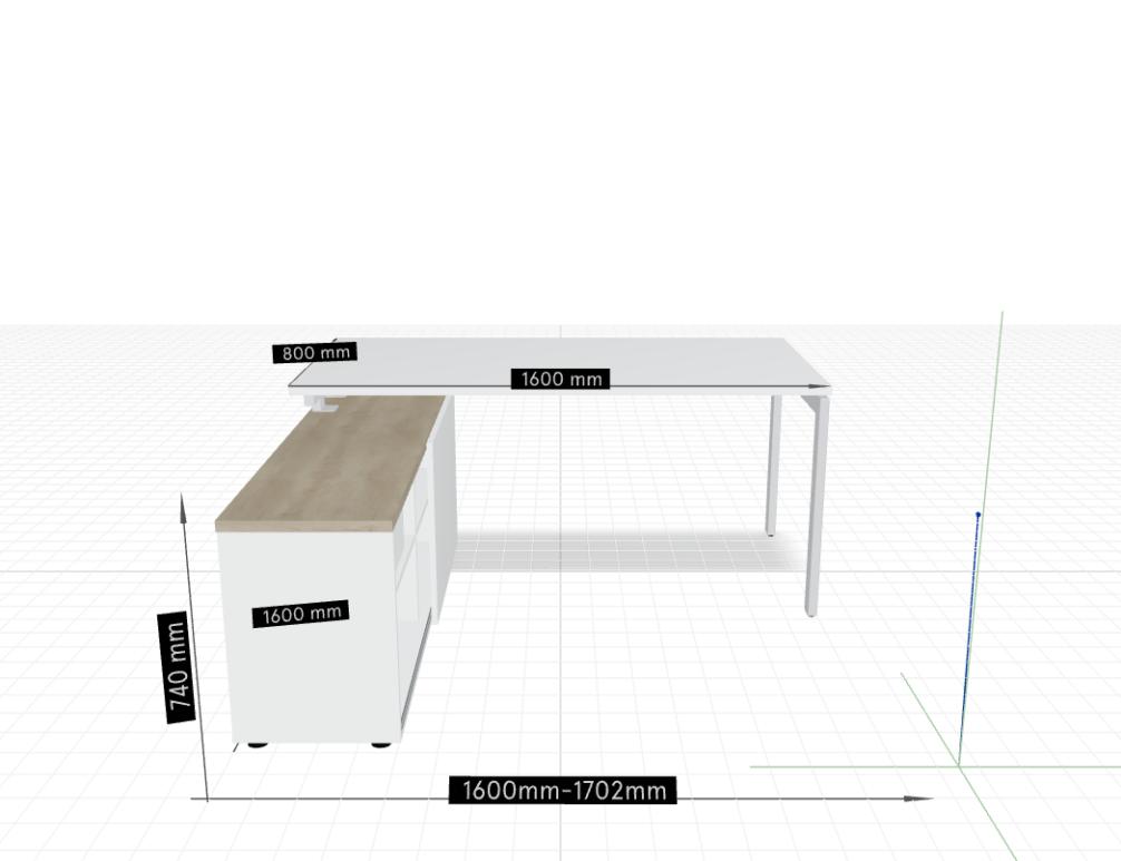 desk managerial cabinet -  OGI U – single desk with managerial cabinet, supported on the cabinet