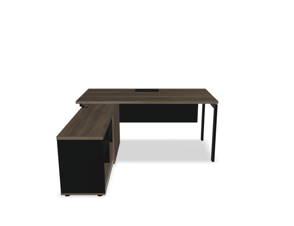 Schreibtisch mit Schrank  -   OGI U – Schreibtisch mit Managerschrank; auf Schrank gestützt