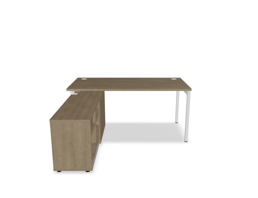 Schreibtisch mit Schrank  -   OGI Y – Schreibtisch mit Managerschrank; auf Schrank gestützt