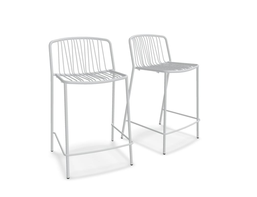 high stool, set of 2 -  BRIS - kitchen stool without armrest - open-work seat, powder-coated metal; base - 4-legged, powder-coated metal