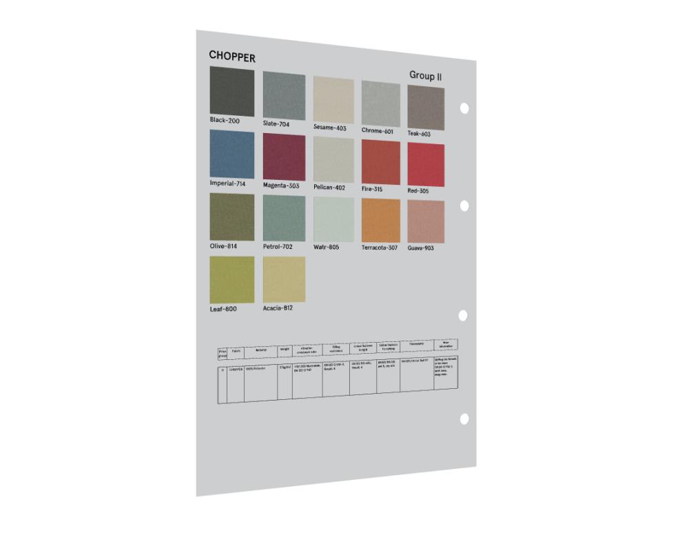 colour swatches sets -  CHOPPER - fabric colour swatches set