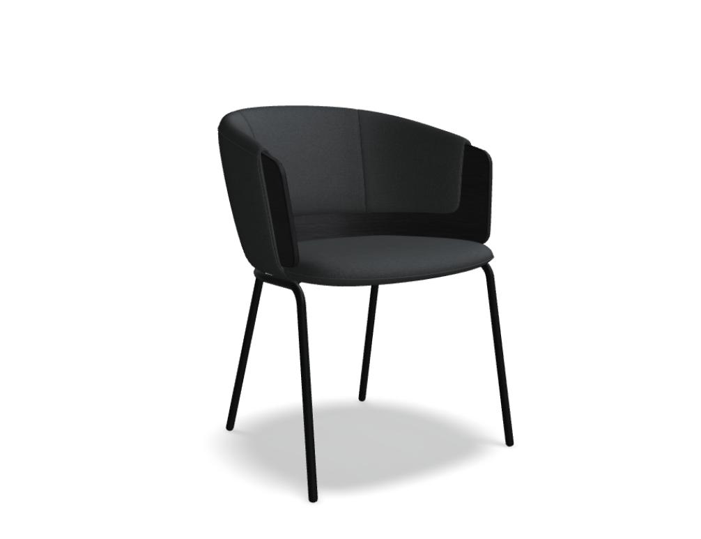 chair 4-legged base -  COLLAR - upholstered seat - base - 4-legged, powder coated steel, polypropylene feet