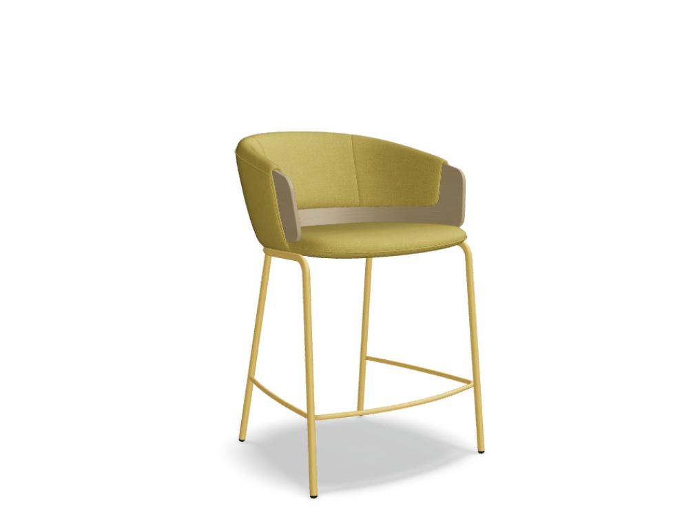 high stool -  COLLAR - low stool - upholstered seat; base - 4-legged, powder coated steel, polypropylene feet