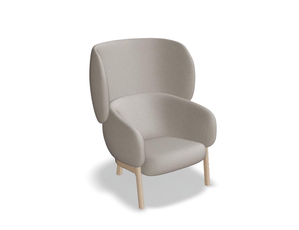 armchair with headrest wooden base - 