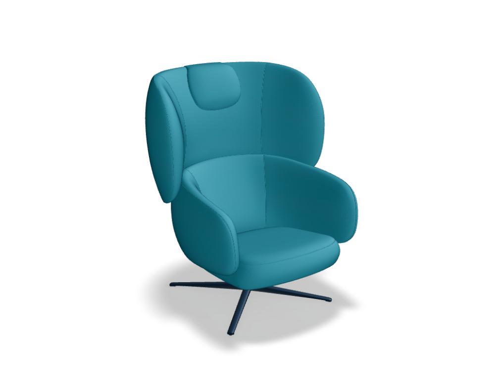 armchair with headrest swivel base -  GRAND GRACE - armchair; high backrest, base - 4-star, aluminum