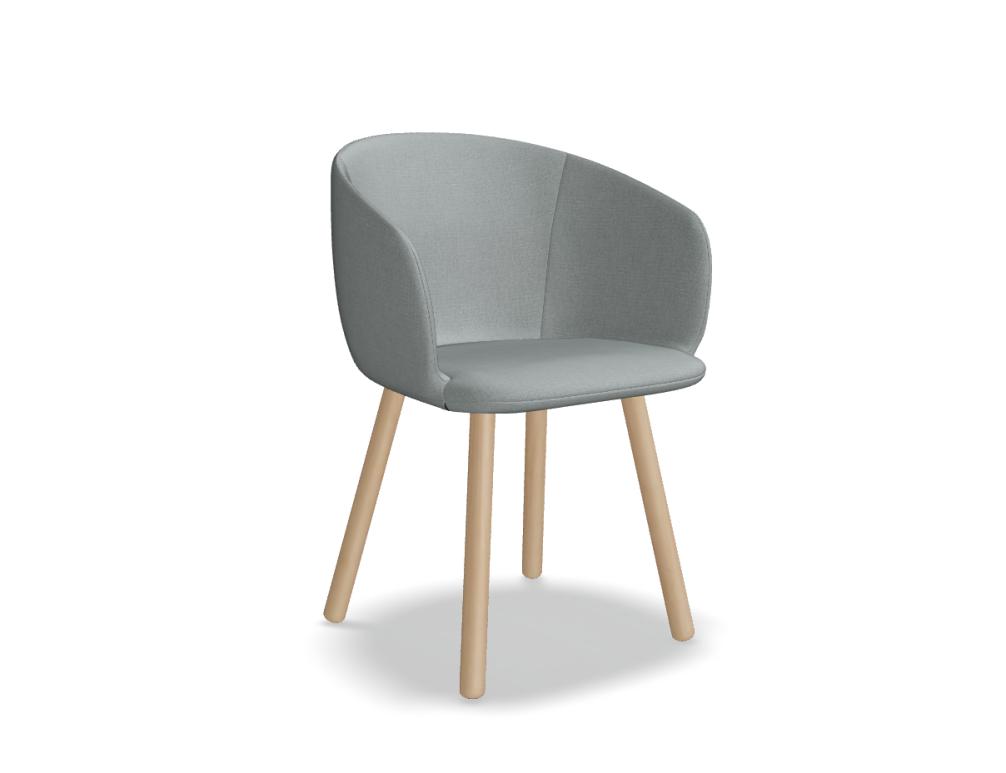 krzesło podstawa drewniana -  GRACE - krzesło - siedzisko tapicerowane; 4 nogi drewniane - buk