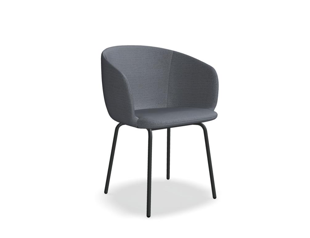 chaise 4 pieds -   GRACE - siège - assise tapissée; pied - 4-branches, métal finition peinture poudre époxy, patins en polypropylene
