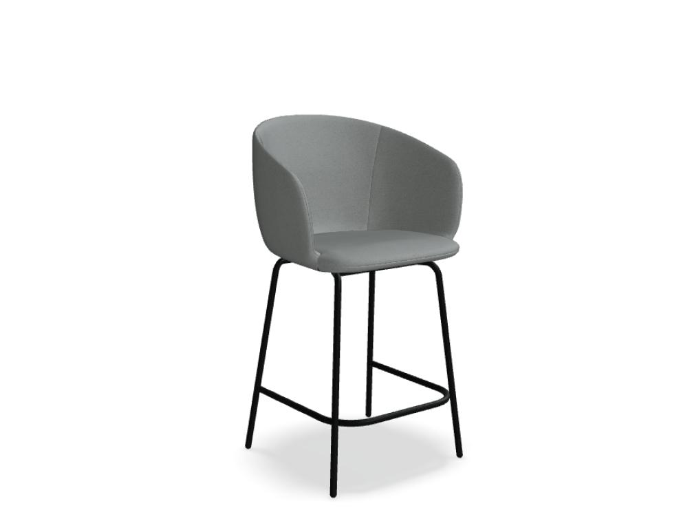 high stool -  GRACE - low stool - upholstered seat; base - 4-legged, powder coated steel, legs with glides