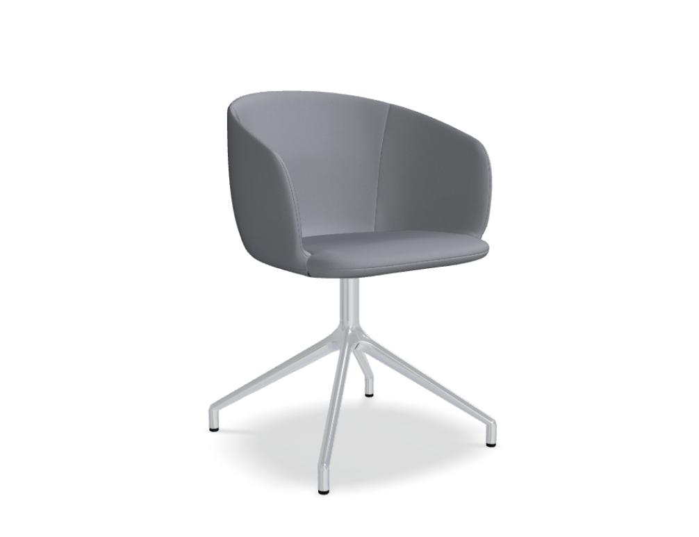Stuhl mit poliertem Aluminiumgestell -  GRACE - Stuhl - Polstersitz; 4-Sternfuß, Aluminium poliert; Füßchen aus Polypropylen; Drehsitz - 360°