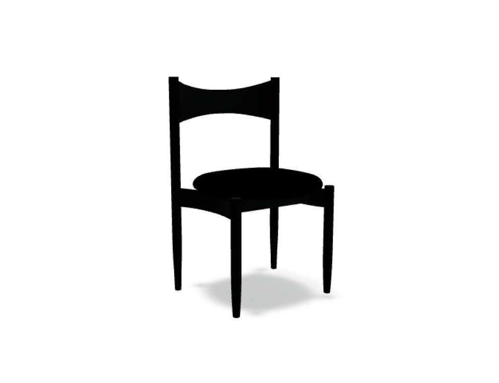 silla de madera con asiento tapizado -  KEMI - asiento de madera con cojín; base - 4 patas de madera
