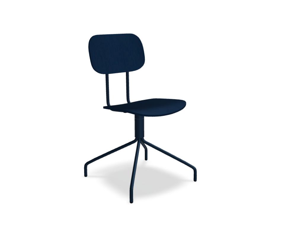 chaise pivotante en contreplaqué -   NEW SCHOOL - assise - contre-plaqué; pied - 4-branches, métal finition peinture poudre époxy; siège pivotant -  360°