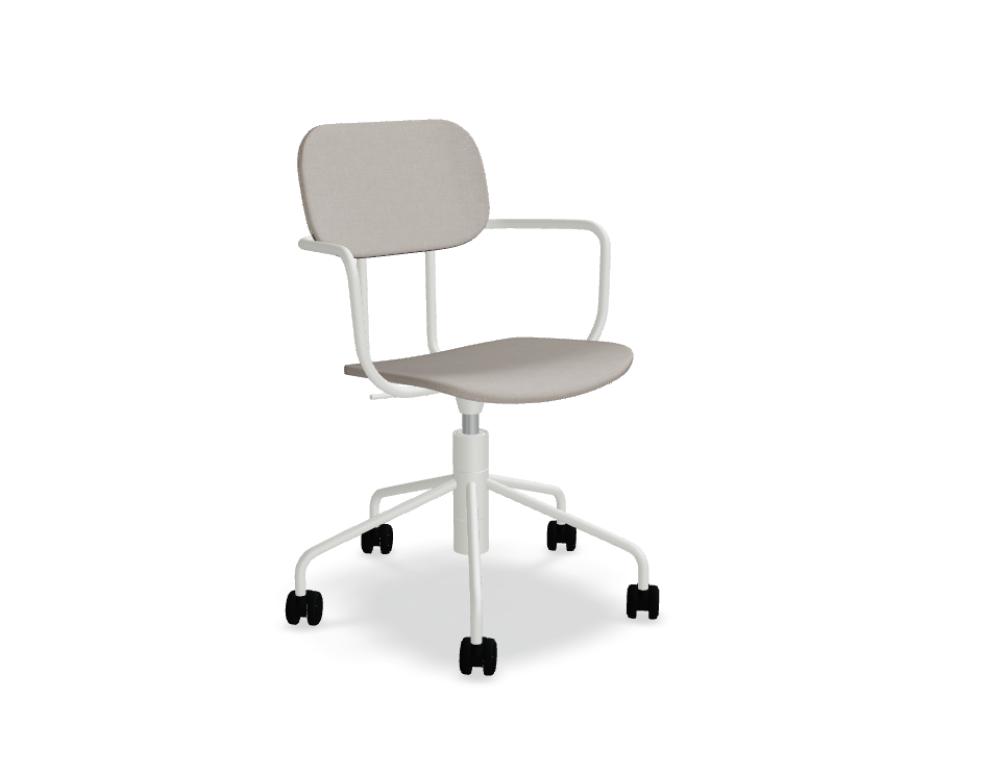 chaise réglable en hauteur tapissée -   NEW SCHOOL - assise - tissu; pied - 5-branches, métal finition peinture poudre époxy; siège pivotant - 360°; piston à gaz, course 1 0 0 mm