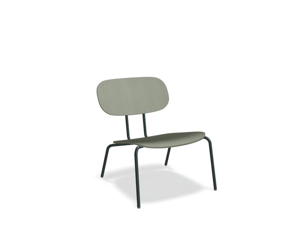 fotel ze sklejki -  NEW SCHOOL LOUNGE - siedzisko, oparcie sklejka, podstawa - 4 nogi, metal malowany proszkowo, stopki tworzywowe