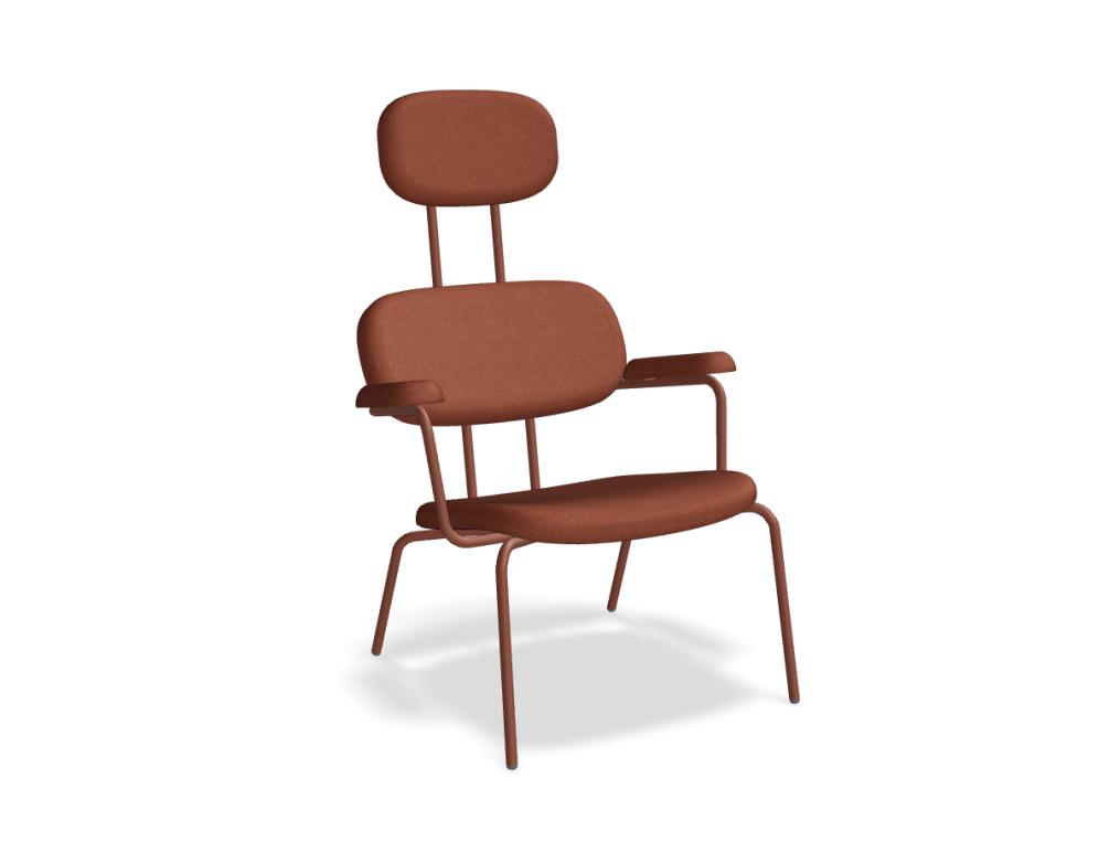 upholstered armchair with headrest -  NEW SCHOOL LOUNGE - seat, back, headrest - upholstered; base - 4-legged, powder coated steel, polypropylene feet