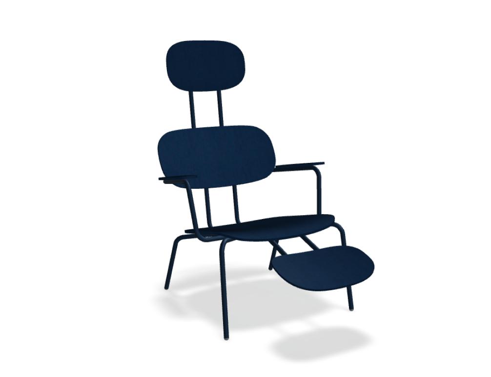 plywood armchair with headrest -  NEW SCHOOL LOUNGE - seat, back, headrest - plywood; base - 4-legged, powder coated steel, polypropylene feet