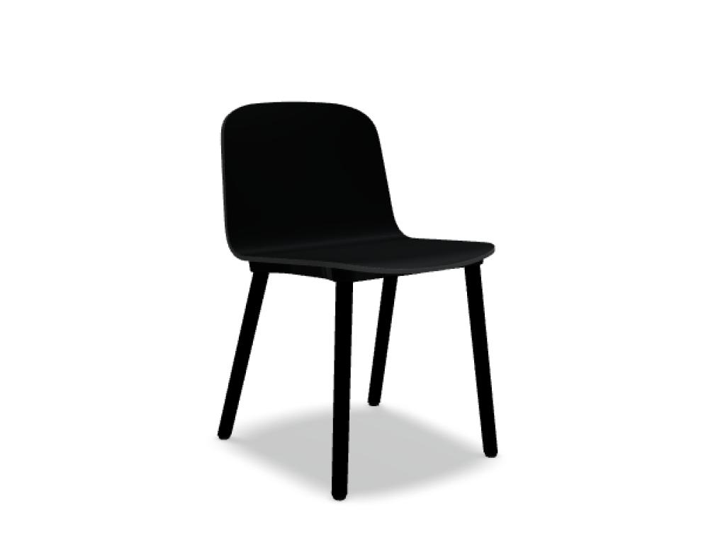 plywood chair with a wooden base -  NUD - seat + back - plywood; base - wooden 4-legged