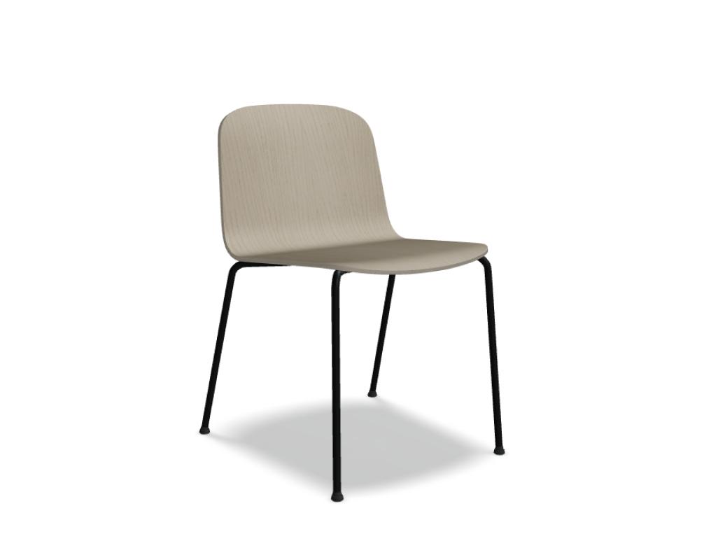 plywood chair with a four-legged metal base -  NUD - seat + back - plywood; base - 4-legged, powder coated steel, polypropylene feet