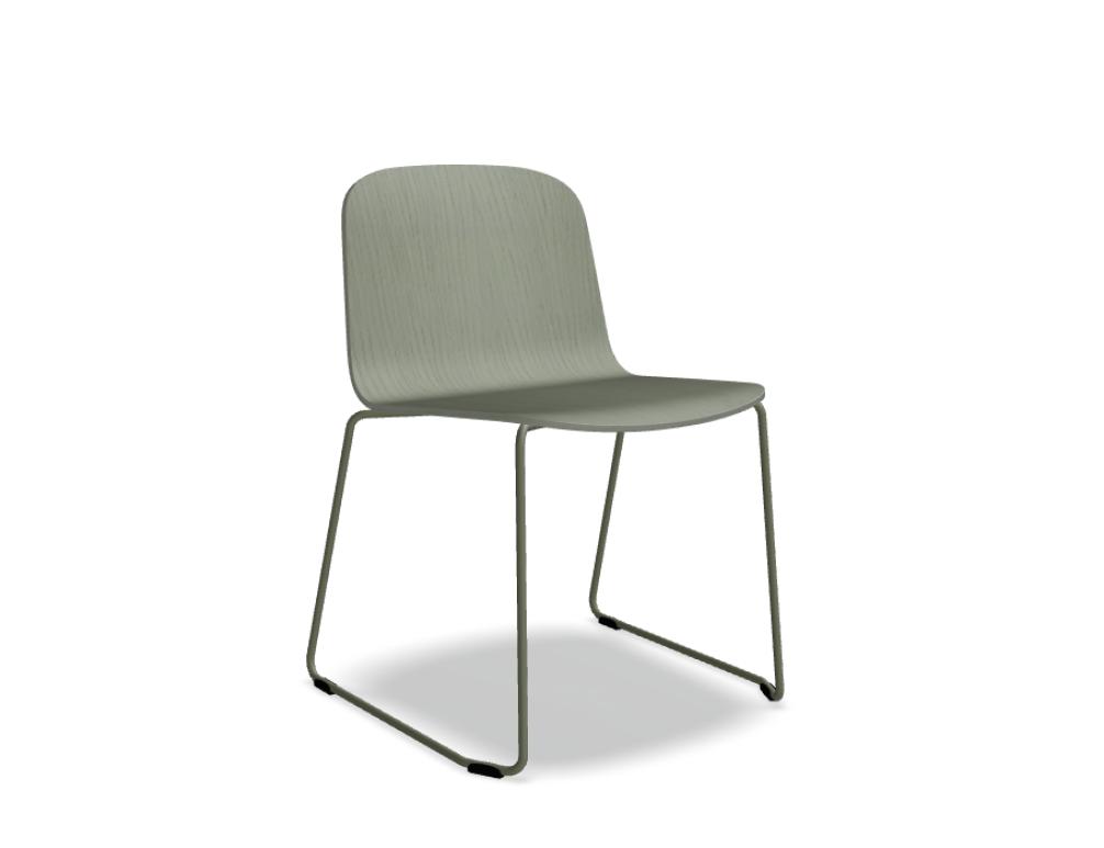 plywood chair with a sled base -  NUD - seat + back - plywood; base - cantilever - powder coated steel, polypropylene feet