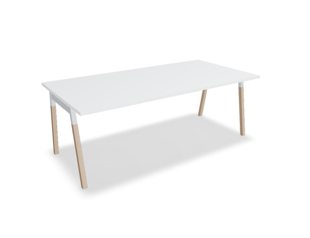 Tisch mit Holzbeinen -  OGI W - Konferenztisch, Metallgestell, Profil 50 × 50 mm, Holzbeine