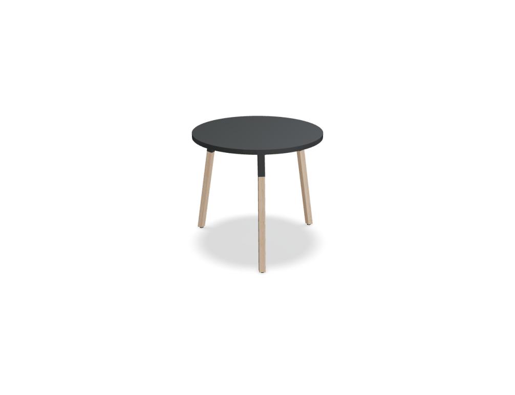 Kaffeetisch mit Holzbeinen -  OGI W - Tisch, Metallgestell, Profil 50 × 50 mm, Holzbeine