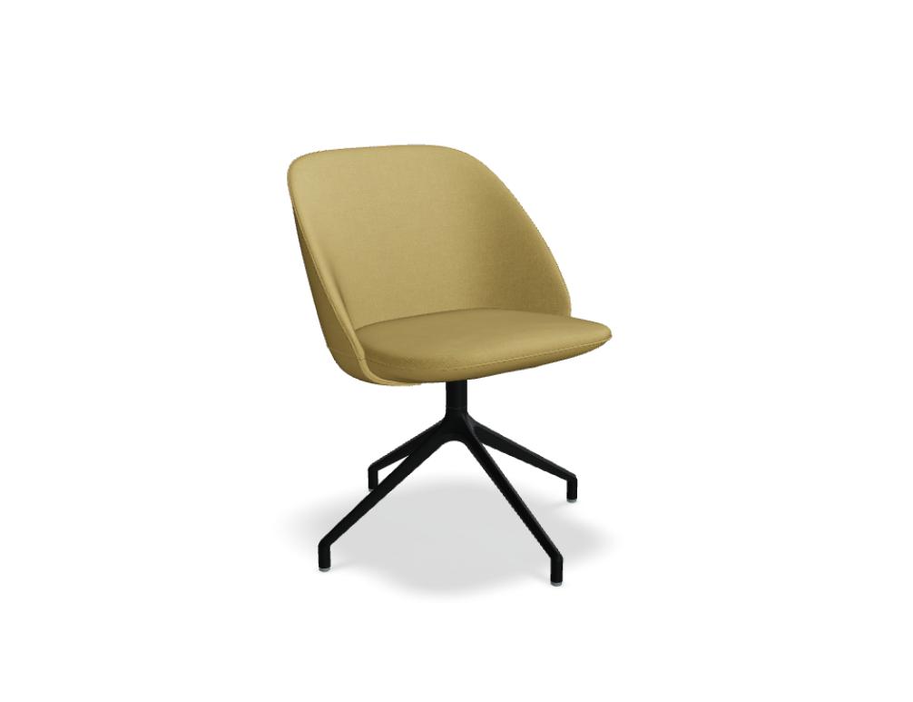 silla de conferencias con base giratoria -  PARALEL - respaldo bajo, tapizado; base - estrella 4 puntas - aluminio, lacado en polvo, patas de polipropileno; asiento giratorio -   360 °