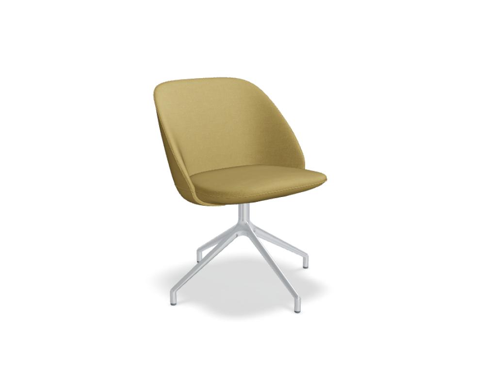 Sessel mit poliertem Aluminiumgestell -  PARALEL - niedriger lehne, gepolstert; 4-Sternfuß, Aluminium poliert; Füßchen aus Polypropylen; Drehsitz - 360°